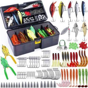 201pcs Fishing Accessories Kit, Fishing Tackle Box with Tackle Included